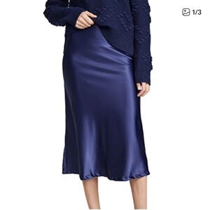 Lioness Blue Silk Midi Skirt